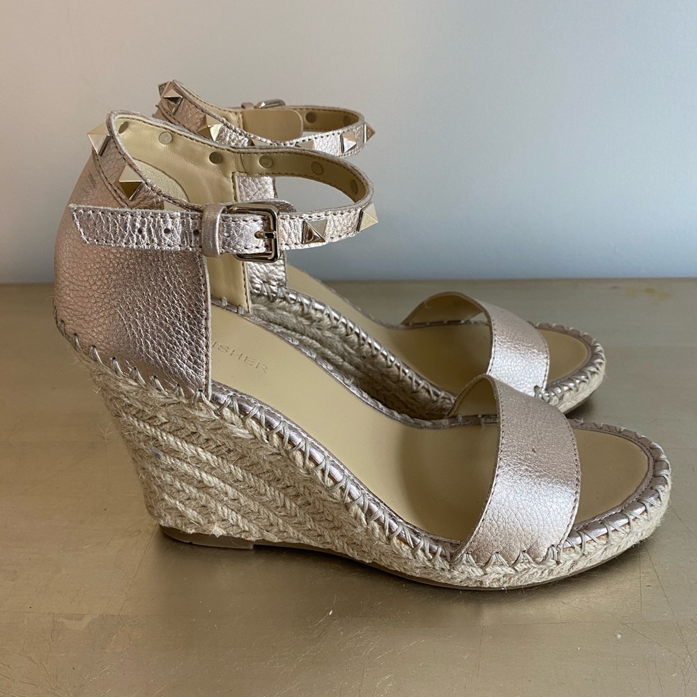 Marc Fisher Rose Gold Espadrille Wedges